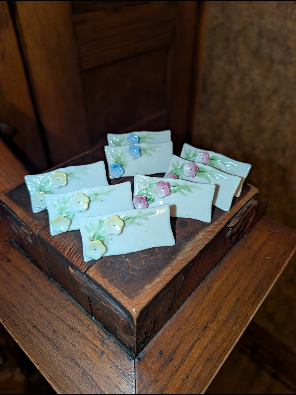 La Fleur Place Cards Name Cards Floral Bone China Set Of 8 Vintage Japan 1940s